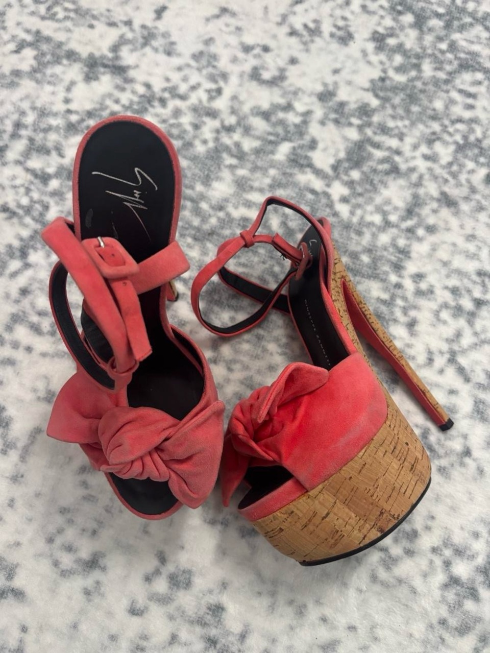 Giuseppe Zanotti Denny Suede Cork Platform : Peach/ Coral
